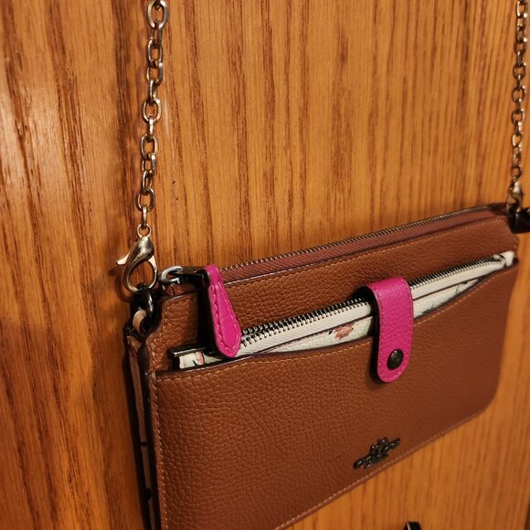 Coach Noa pop up Messenger Wallet Color Block and Floral print 1355 chainstrap - Picture 11 of 12